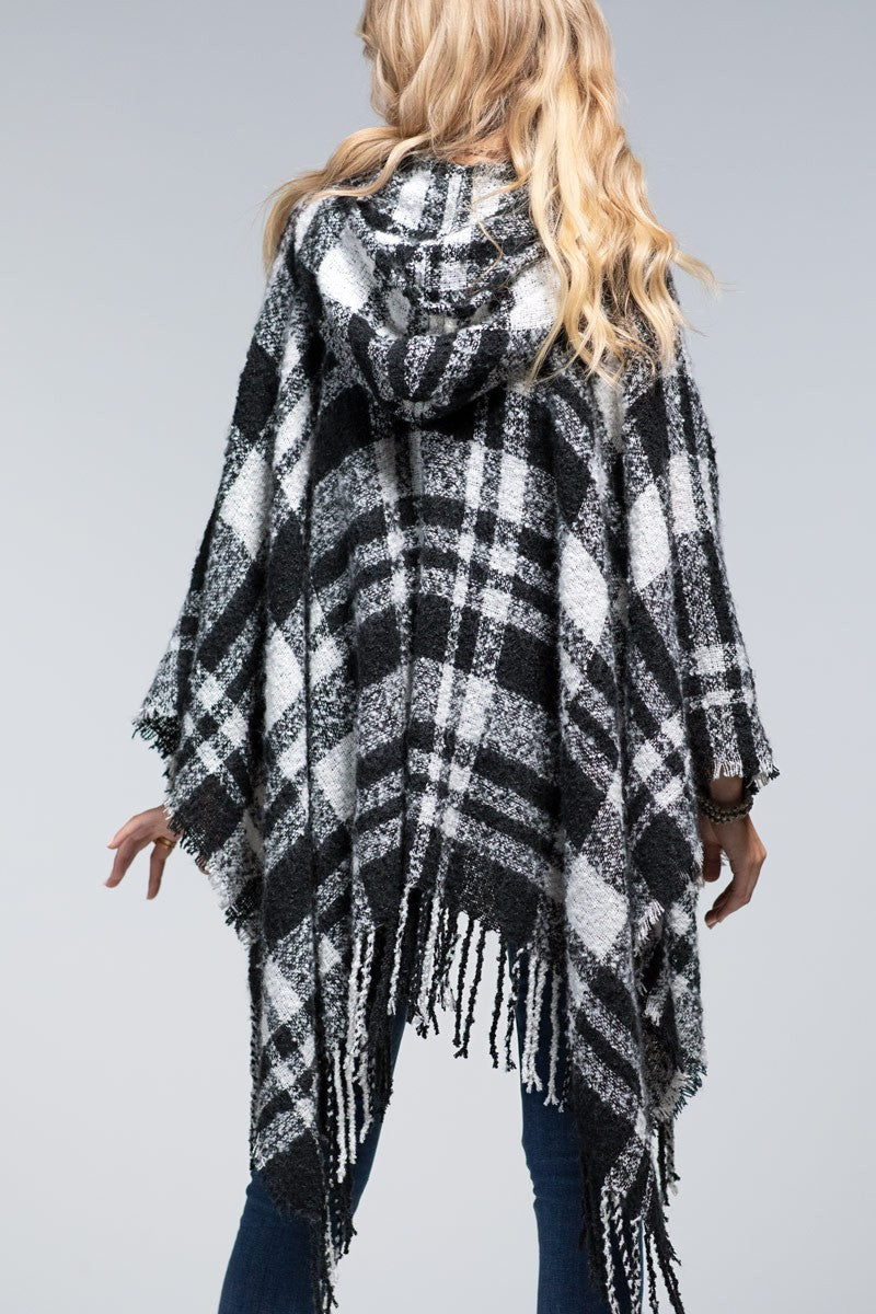 Patsy Plaid Hooded Plush Ruana
