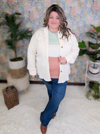 Whitley Colorblock Sweater in Pink, Mint + Ivory-2- Long Sleeve Tops-SEW IN LOVE-Styled by Stacked - A Plus Size Women's Boutique in Lakeville, MN