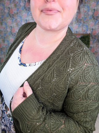 Whitney Textured Knit Spring Weight Cardigan in Olive-4- Overlayer Tops-MICHELLE MAE-Styled by Stacked - A Plus Size Women's Boutique in Lakeville, MN
