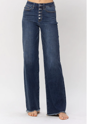 Judy Blue Button Fly Wide Leg Jeans