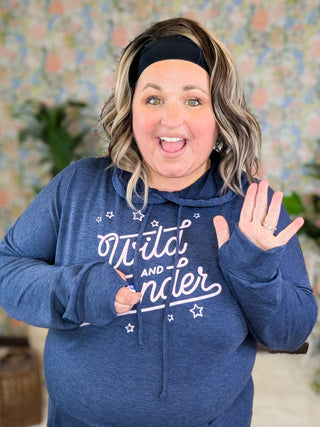 Wild + Wonder Navy Luxe Hoodie-3- Hooded Tops-SEW IN LOVE-Styled by Stacked - A Plus Size Women's Boutique in Lakeville, MN