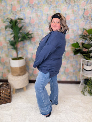 Wild + Wonder Navy Luxe Hoodie-3- Hooded Tops-SEW IN LOVE-Styled by Stacked - A Plus Size Women's Boutique in Lakeville, MN