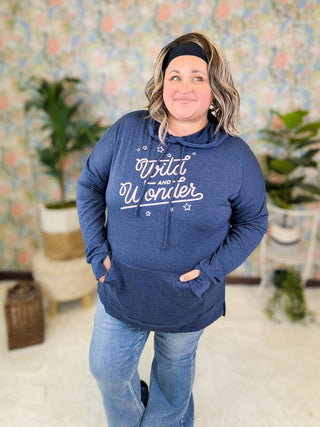 Wild + Wonder Navy Luxe Hoodie-3- Hooded Tops-SEW IN LOVE-Styled by Stacked - A Plus Size Women's Boutique in Lakeville, MN