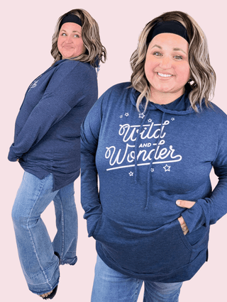 Wild + Wonder Navy Luxe Hoodie-3- Hooded Tops-SEW IN LOVE-Styled by Stacked - A Plus Size Women's Boutique in Lakeville, MN