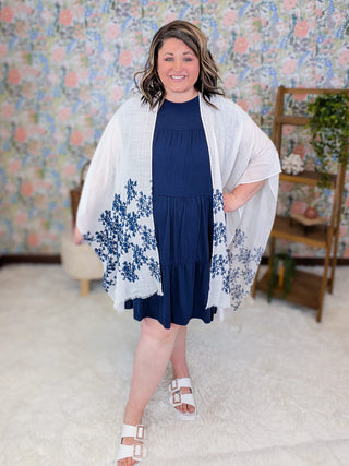11- Dress/Romp/Jump Wilder Tiered Short Sleeve Dress in Navy plus size clothing