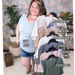 Willa Perfect Cut Classic Vneck Tee (Solids)-1- ShortSlv/Slvless Tops-MICHELLE MAE-Styled by Stacked - A Plus Size Women's Boutique in Lakeville, MN