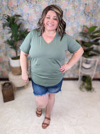 Willa Perfect Cut Classic Vneck Tee (Solids)-1- ShortSlv/Slvless Tops-MICHELLE MAE-Styled by Stacked - A Plus Size Women's Boutique in Lakeville, MN