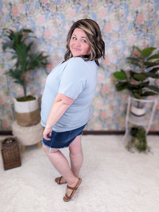 Willa Perfect Cut Classic Vneck Tee (Solids)-1- ShortSlv/Slvless Tops-MICHELLE MAE-Styled by Stacked - A Plus Size Women's Boutique in Lakeville, MN