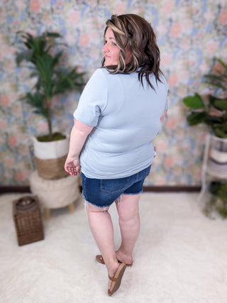 Willa Perfect Cut Classic Vneck Tee (Solids)-1- ShortSlv/Slvless Tops-MICHELLE MAE-Styled by Stacked - A Plus Size Women's Boutique in Lakeville, MN