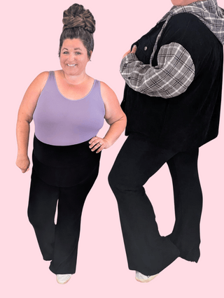 10- Bottoms Non-Denim Winston Brushed Rib Yoga Pants in Black plus size clothing