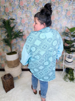 Wren Paisley Print Jacket in Aqua Mint-4- Overlayer Tops-pol-Styled by Stacked - A Plus Size Women's Boutique in Lakeville, MN