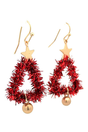 Red Xmas Tree Earrings
