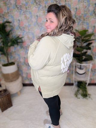 You Are Always Loved Mineral Sage Hoodie-6- Graphic Tops-SEW IN LOVE-Styled by Stacked - A Plus Size Women's Boutique in Lakeville, MN