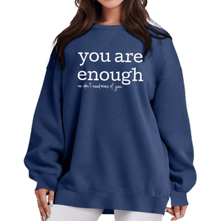 You Are Enough Crewneck Pullovers (3 colors)-6- Graphic Tops-Stacked - A Plus Size Boutique-Styled by Stacked - A Plus Size Women's Boutique in Lakeville, MN