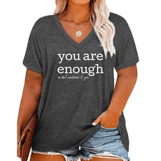 You Are Enough V-Neck Tees (5 colors)-6- Graphic Tops-Stacked - A Plus Size Boutique-Styled by Stacked - A Plus Size Women's Boutique in Lakeville, MN