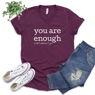 You Are Enough V-Neck Tees (5 colors)-6- Graphic Tops-Stacked - A Plus Size Boutique-Styled by Stacked - A Plus Size Women's Boutique in Lakeville, MN