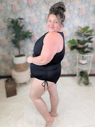 ***Zuma High Neck Black 2 Piece Swimsuit-SWIMWEAR-WHITE BIRCH-Styled by Stacked - A Plus Size Women's Boutique in Lakeville, MN