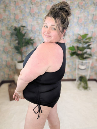 ***Zuma High Neck Black 2 Piece Swimsuit-SWIMWEAR-WHITE BIRCH-Styled by Stacked - A Plus Size Women's Boutique in Lakeville, MN