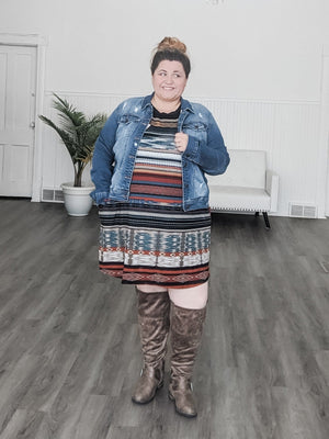 Distressed Denim Jacket w/Stretch Outerwear Stacked Consignment 