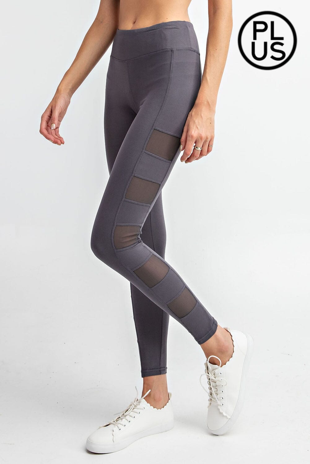 High Waist Plus Size Leggings with Block Cutouts leggings rae mode 