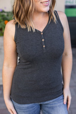 BUTTON FRONT HENLEY TANK (RIBBED) Lots of colors! Tops Michelle Mae 