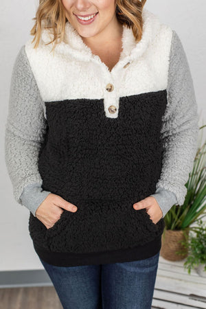 PREMIUM HOODIE COLLECTION: COLORBLOCK NEUTRALS SHERPA HOODIE premium hoodie Michelle Mae 