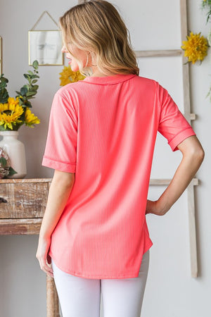 SALE- Ribbed Reverse Seam Vneck Tee (2 colors)