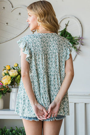Floral Flutter Sleeve Top (2 colors)