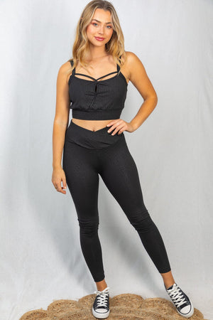 Basically Black Bralette And Leggings Set leggings WHITE BIRCH 