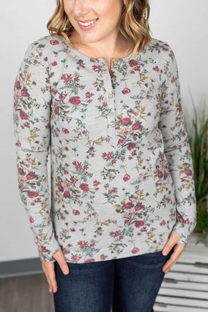 LAYER ME UP THUMBHOLE HENLEY- FLORAL LONG SLEEVE TOPS Michelle Mae 