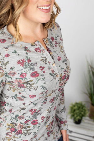 LAYER ME UP THUMBHOLE HENLEY- FLORAL LONG SLEEVE TOPS Michelle Mae 