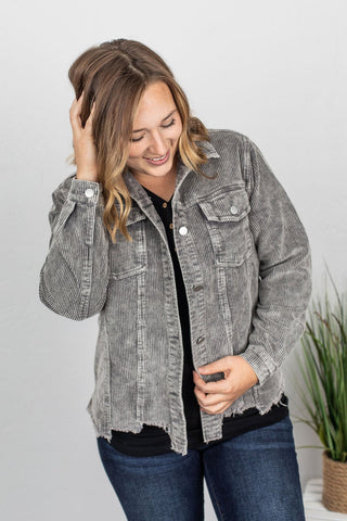 Soft Destruction Jacket in Corduroy (3 colors)-Outerwear-Michelle Mae-Styled by Stacked - A Plus Size Women's Boutique in Lakeville, MN