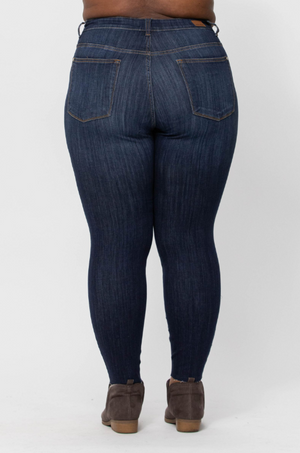 SALE- Judy Blue Super Dark Raw Hem Skinny