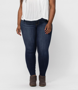 SALE- Judy Blue Super Dark Raw Hem Skinny