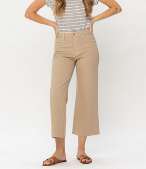 SALE- Judy Blue Khaki Wide Leg Crop