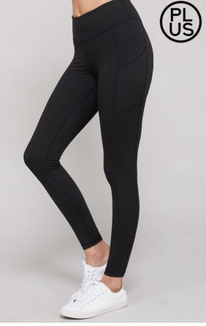 High Waist Plus Size Pocket Leggings (more colors!) leggings Stacked - Fashion for Curves 