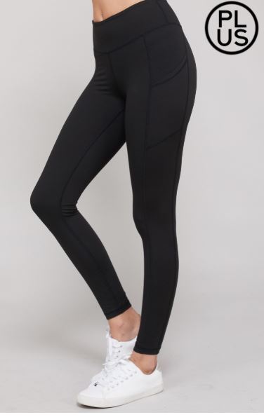 High Waist Plus Size Pocket Leggings (more colors!) leggings Stacked - Fashion for Curves 