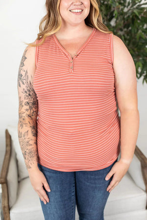 STRIPED TRIPLE STRETCH HENLEY TANKS tank Michelle Mae 
