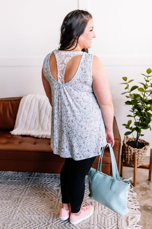 Cut It Out Light Lace Back Tank tanks BE STAGE 