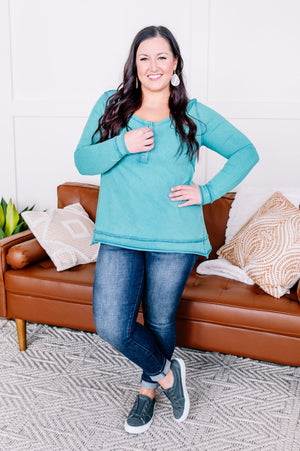 Rinse and Repeat Mineral Washed Henley LONG SLEEVE TOPS WHITE BIRCH 