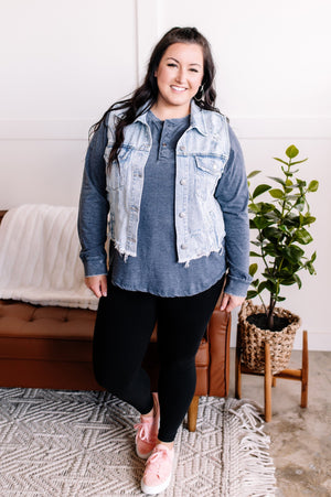 Something Nice To Say Henley Washed Top (3 colors) LONG SLEEVE TOPS SEW IN LOVE 