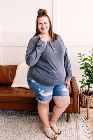 Something Nice To Say Henley Washed Top (3 colors) LONG SLEEVE TOPS SEW IN LOVE 