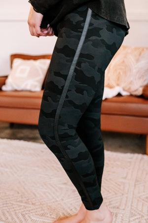 Let's Race Side Striped Camo Leggings (2 colors) leggings WHITE BIRCH 