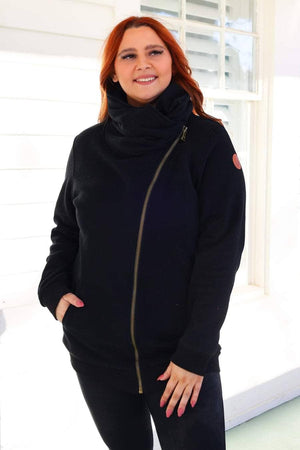 PHC- Solid Heavyweight Asymmetrical Zip Cowl (5Colors) premium hoodie Michelle Mae 