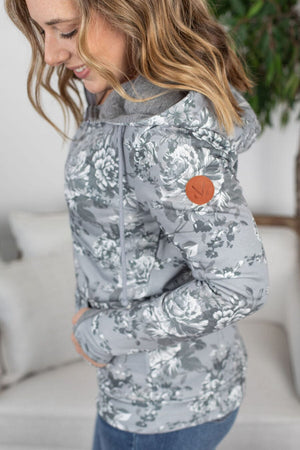 PHC- Gray Floral Halfzip Hoodie premium hoodie Michelle Mae 