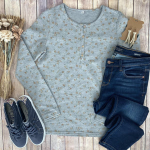 Layer Me Up Thumbhole Henley- PRINTS LONG SLEEVE TOPS Michelle Mae 
