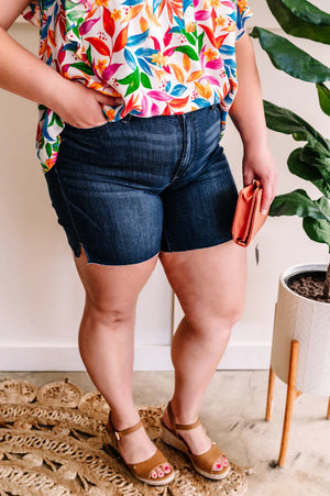 Judy Blue Dark Wash Side Slit Shorts