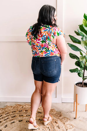 Judy Blue Dark Wash Side Slit Shorts