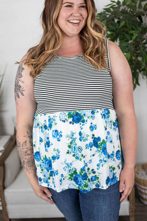 Blend of Beauty Floral Stripe Babydoll Tank tanks Michelle Mae 