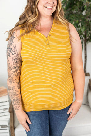 STRIPED TRIPLE STRETCH HENLEY TANKS tank Michelle Mae 